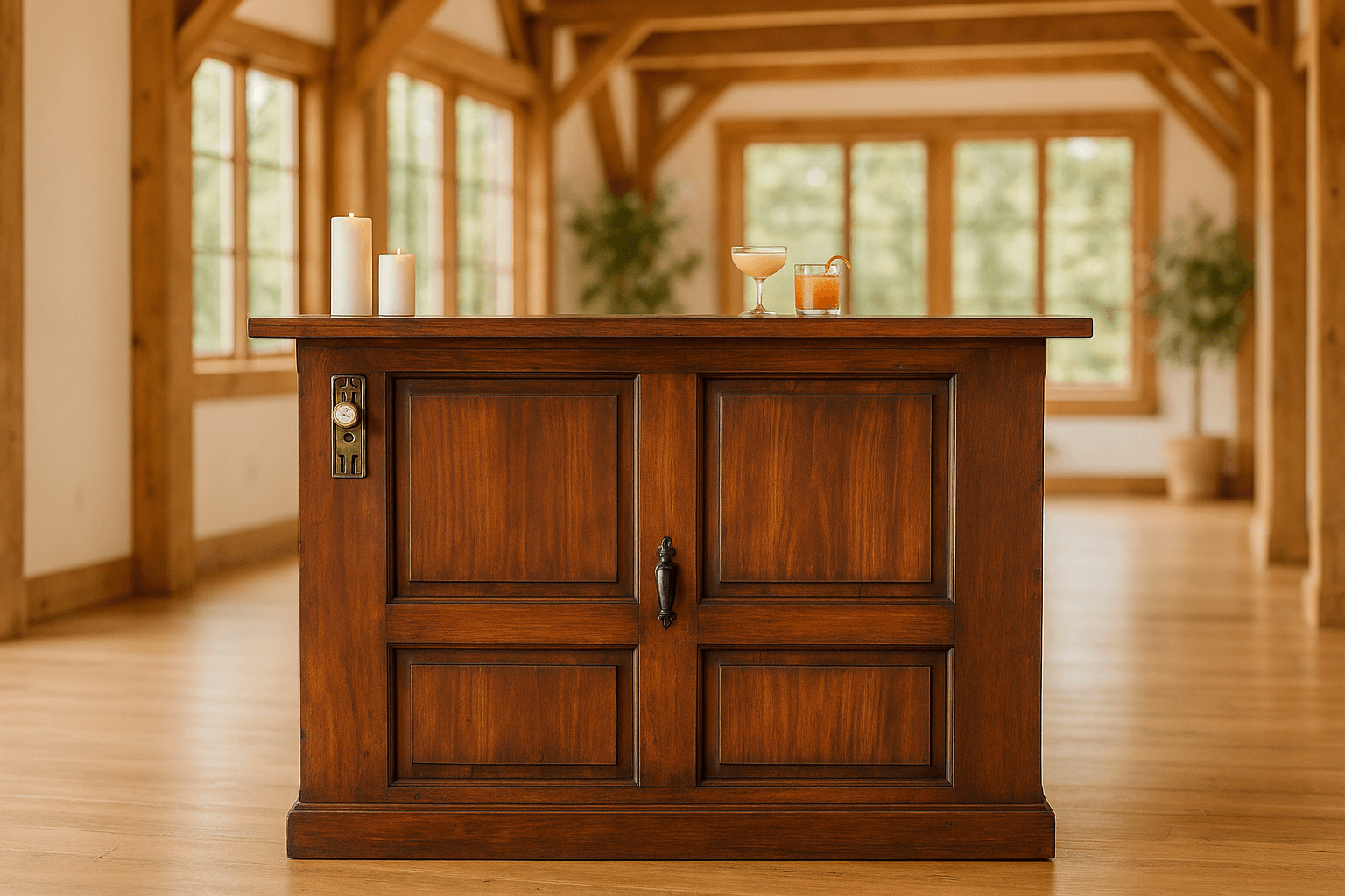 Red wood door bar